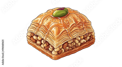 Delicious Baklava Pastry with Nuts and Pistachio