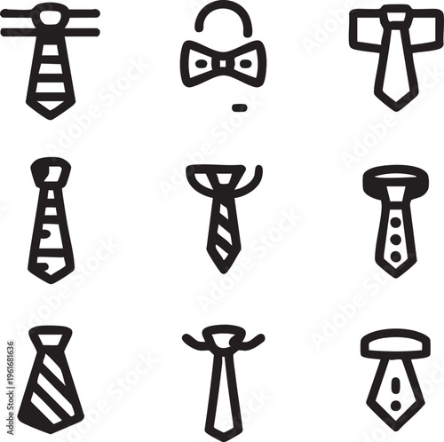 Necktie vector icons: ties, bow ties, formal wear graphics eps silhouette