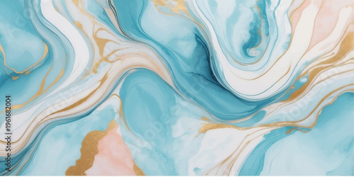 Abstract watercolor background with blue waves and soft silk texture featuring a flowing liquid motion design on a smooth satin fabric backdrop with light swirling art pattern