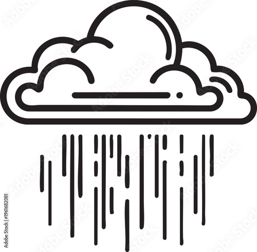 Rain cloud vector icon: weather, storm, and precipitation graphic eps silhouette