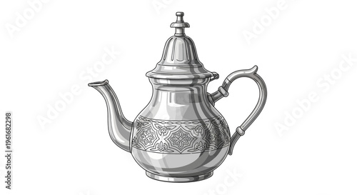 Vintage Moroccan Teapot Illustration