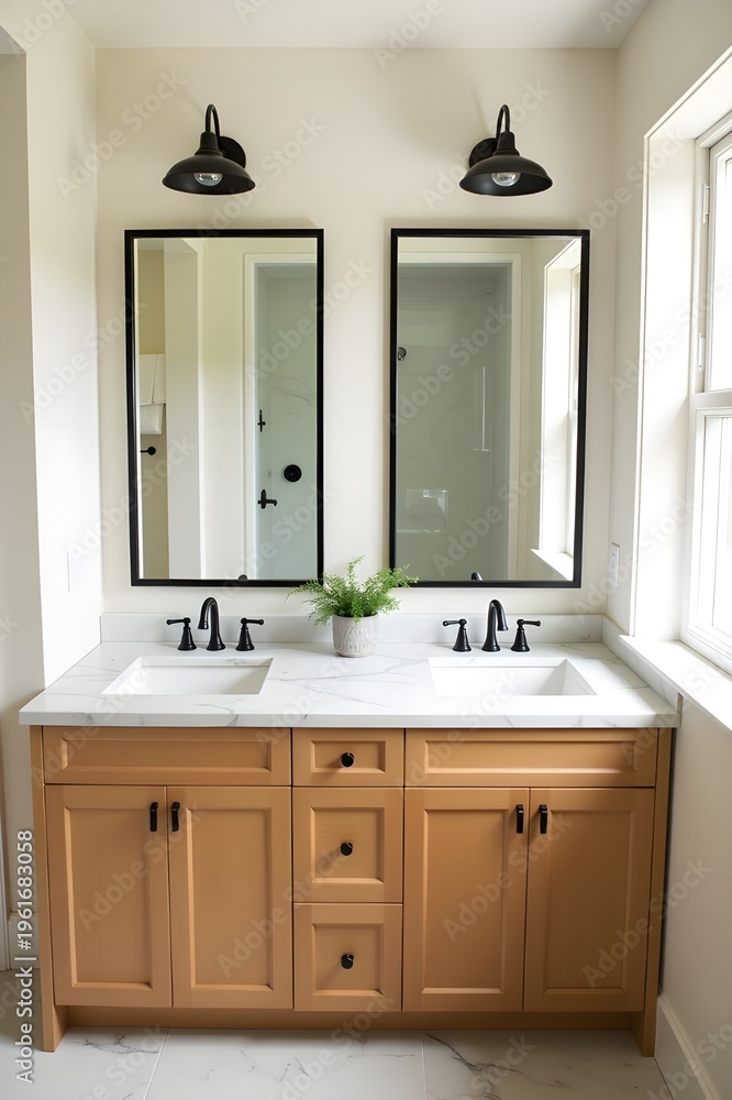 Fototapeta premium Luxury modern bathroom interior with refined finishes