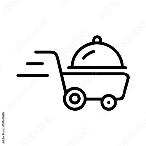Food delivery cart icon, service, restaurant, meal transport, quick meal delivery symbol