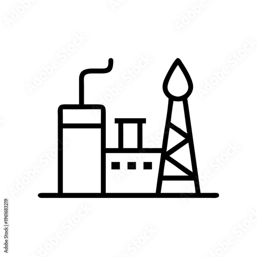 Oil refinery industrial plant with tower and factory smoke industrial energy production