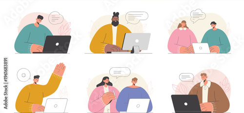 Cute snowman character set with winter hats scarves and mittens in various festive styles for Christmas and holiday season vector illustration isolated on white