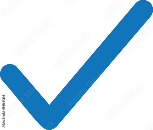 Blue check mark on white background symbol tick 1