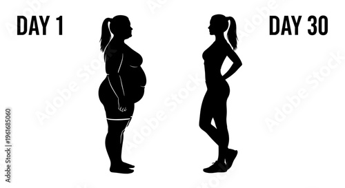 Pregnancy weight loss transformation in thirty days Vector, illustration