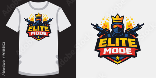 Creative vibrant gaming logo design featuring a shield with a soldier and crown illustration perfect for esports teams and gaming enthusiasts to showcase elite performance and competitive spirit
