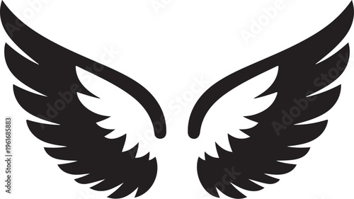 Black and white angel wings icon graphic design element