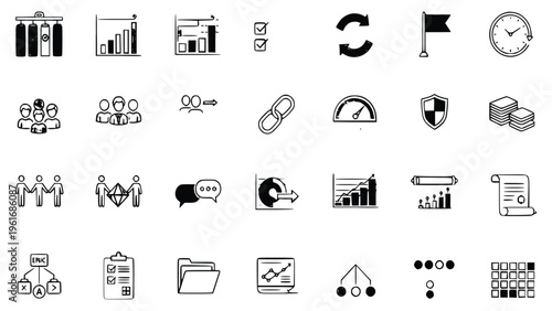 Agile project management icons for business productivity and software development