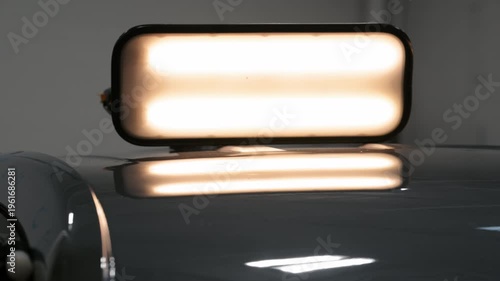 Process of PDR pointless dent repair on car body, repair dents in damaged car body after hail