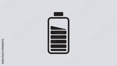 A simple black icon of a nearly empty battery on a light gray background