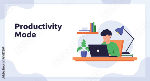 Professional man working on his laptop at a clean workspace during productivity mode to achieve his business and study goals.