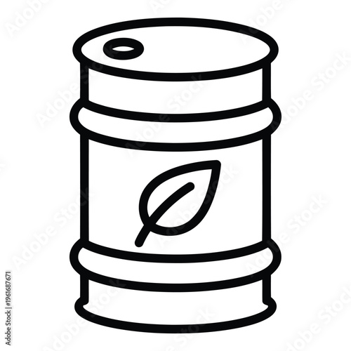 Oil barrel with leaf symbol.