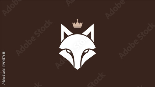 Fox head icon with crown on dark background