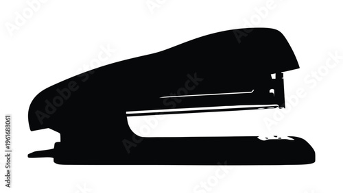 Vector silhouette of a stapler lies showing its side profile