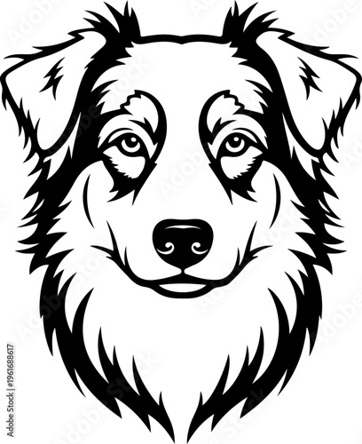 Australian Shepherd dog silhouette vector illustration