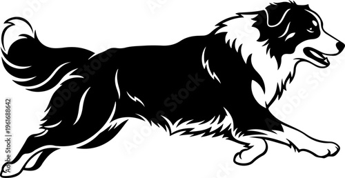 Australian Shepherd dog silhouette vector illustration