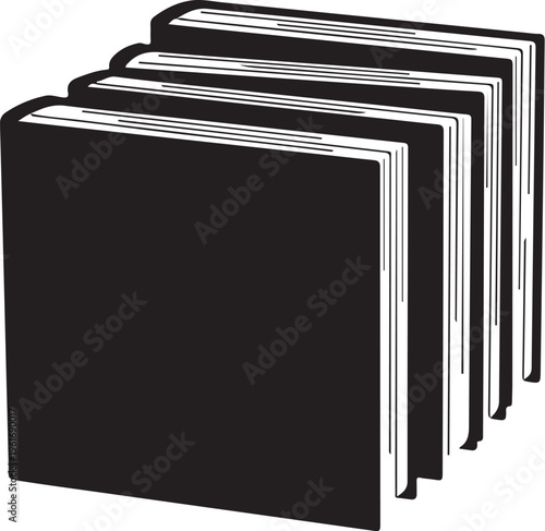Stack of blank black books with white pages