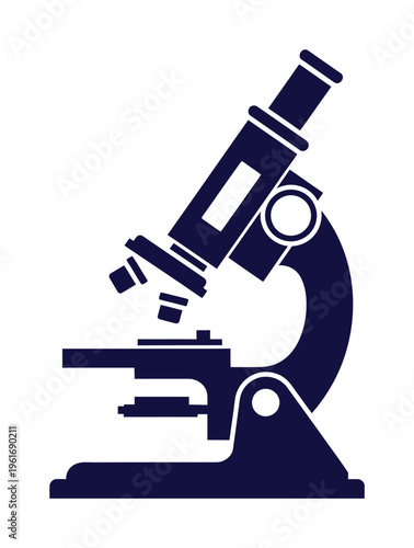 Vector of a microscope, showcasing its precise design and scientific functionality in a clean, minimalist style