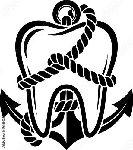 combining a molar tooth with an anchor and rope