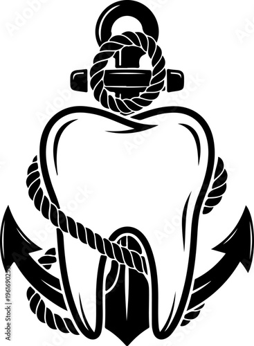 combining a molar tooth with an anchor and rope