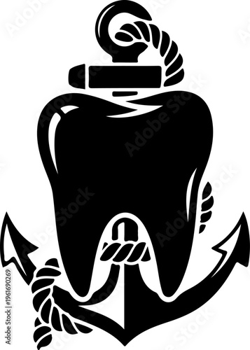 combining a molar tooth with an anchor and rope