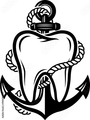combining a molar tooth with an anchor and rope