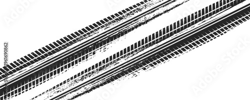 Black tire marks on road, Black rubber tire marks and tread marks, Tire trace track wheels texture and background, Auto tire tread grunge,vector Eps10.