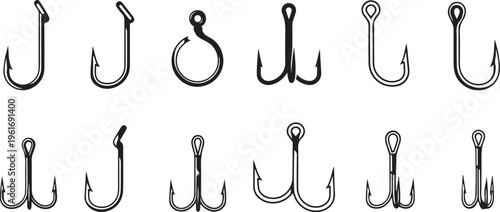 Fishing hooks in various styles and sizes