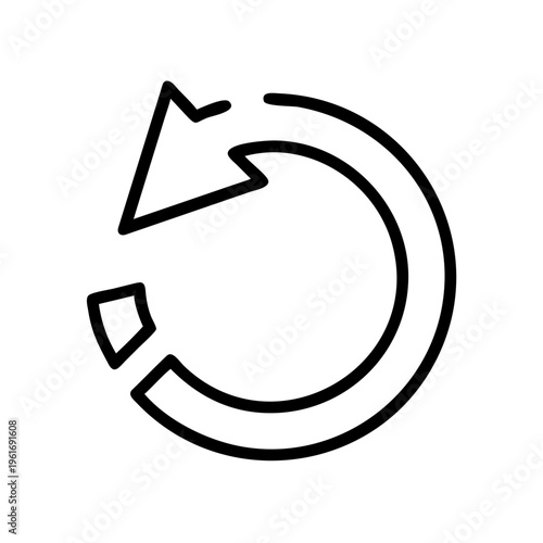 Circular arrow outline icon for refresh or redo function on transparent background