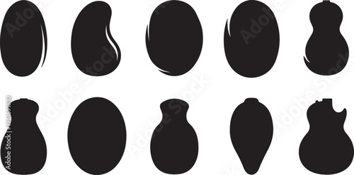 Black silhouettes of various vases on white background