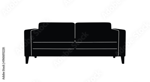 Simple black silhouette of a modern rectangular sofa design