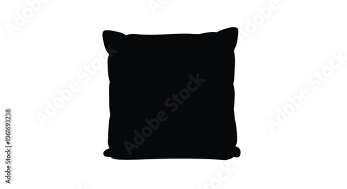A silhouette of a square cushion isolated on a white background
