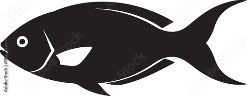 Black Fish Silhouette on White Background