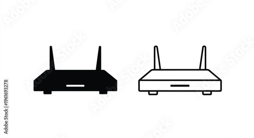 Two wireless router icons one filled and one outlined side by side