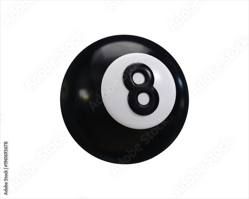 Pool ball icon 3d render concept of 8 ball for the poll billiard sport accuracy game icon vector illustration