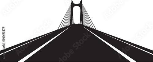 Black and white illustration of a bridge road