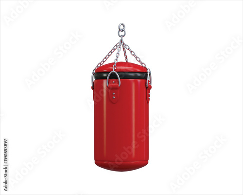 Punching bag icon 3d render concept of red punching bag icon conveying strength and power gym workout perfect for sports fitness training icon vector illustration