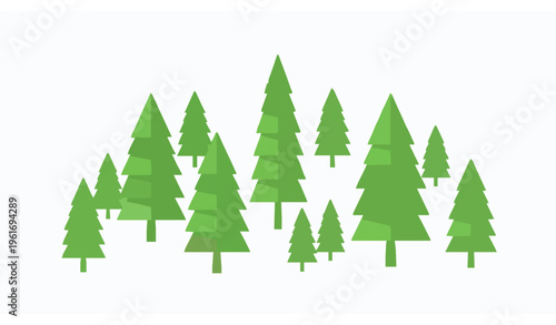 Εκτύπωση καμβά Stylized Pine Forest Trees Collection Flat Vector Illustration