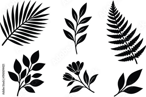 Botanical Silhouettes: An artistic compilation of elegant plant and flower silhouettes, perfect for adding a touch of nature-inspired beauty to any design.