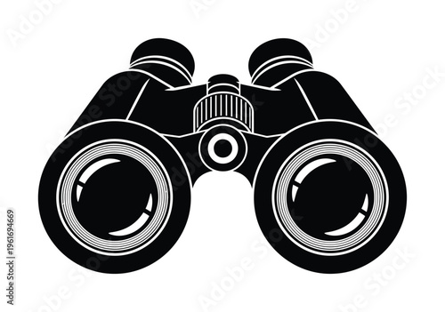 Vector of a pair of binoculars with large lenses and central focus knob