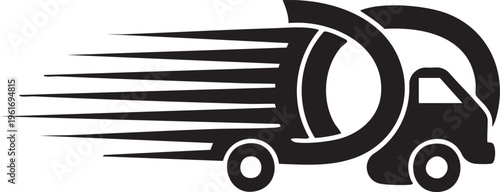 Fast Delivery Truck Icon with Speed Motion Lines