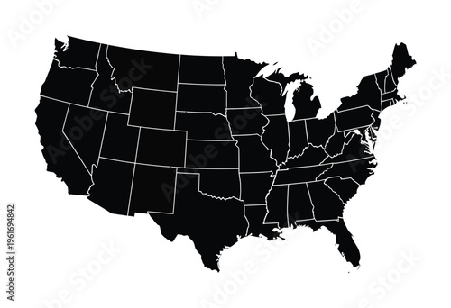 Vector map of the united states showing all fifty states