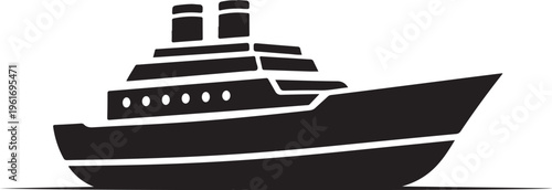 Luxury Cruise Ship Silhouette Vector Illustration