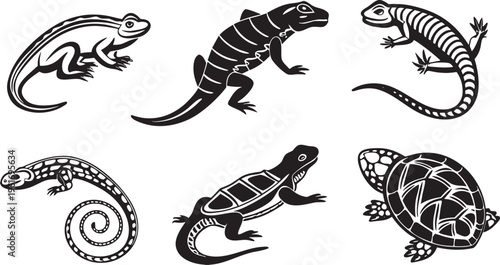 set of vector silhouettes of animals