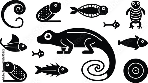 set of vector silhouettes of animals