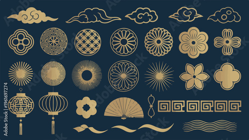 A colorful educational photo featuring various traditional illustrations and designs on a dark background
