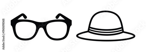 Vector of stylish eyeglasses paired with a trendy striped hat design for fashion