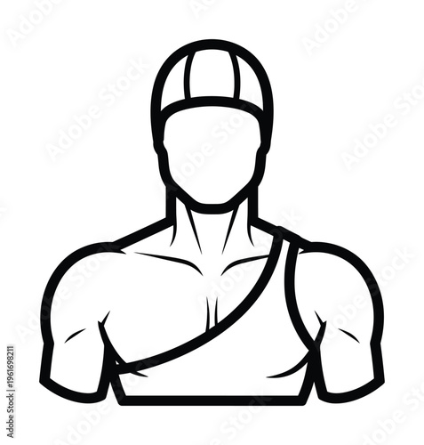 Vector of a muscular man wearing a sleeveless top and a cap
